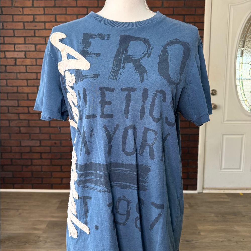 Aeropostale Aero Athletic New York‎ 1987 Blue Graphic Tee Y2K